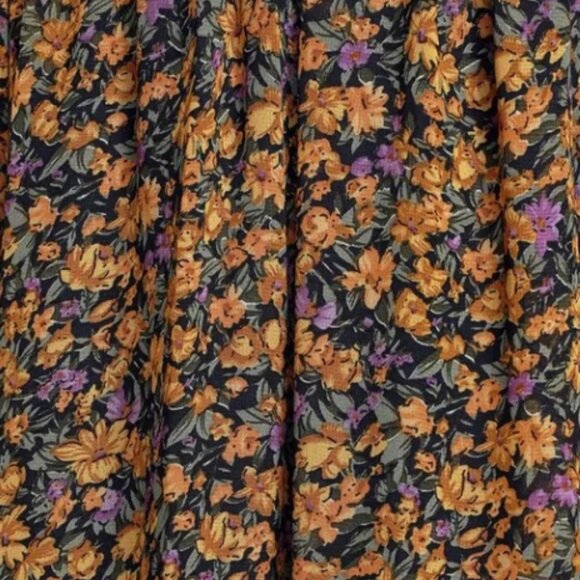 NWT Lulus- Evalina Mustard Yellow Floral Print Mock Neck Midi Dress - Picture 4 of 5